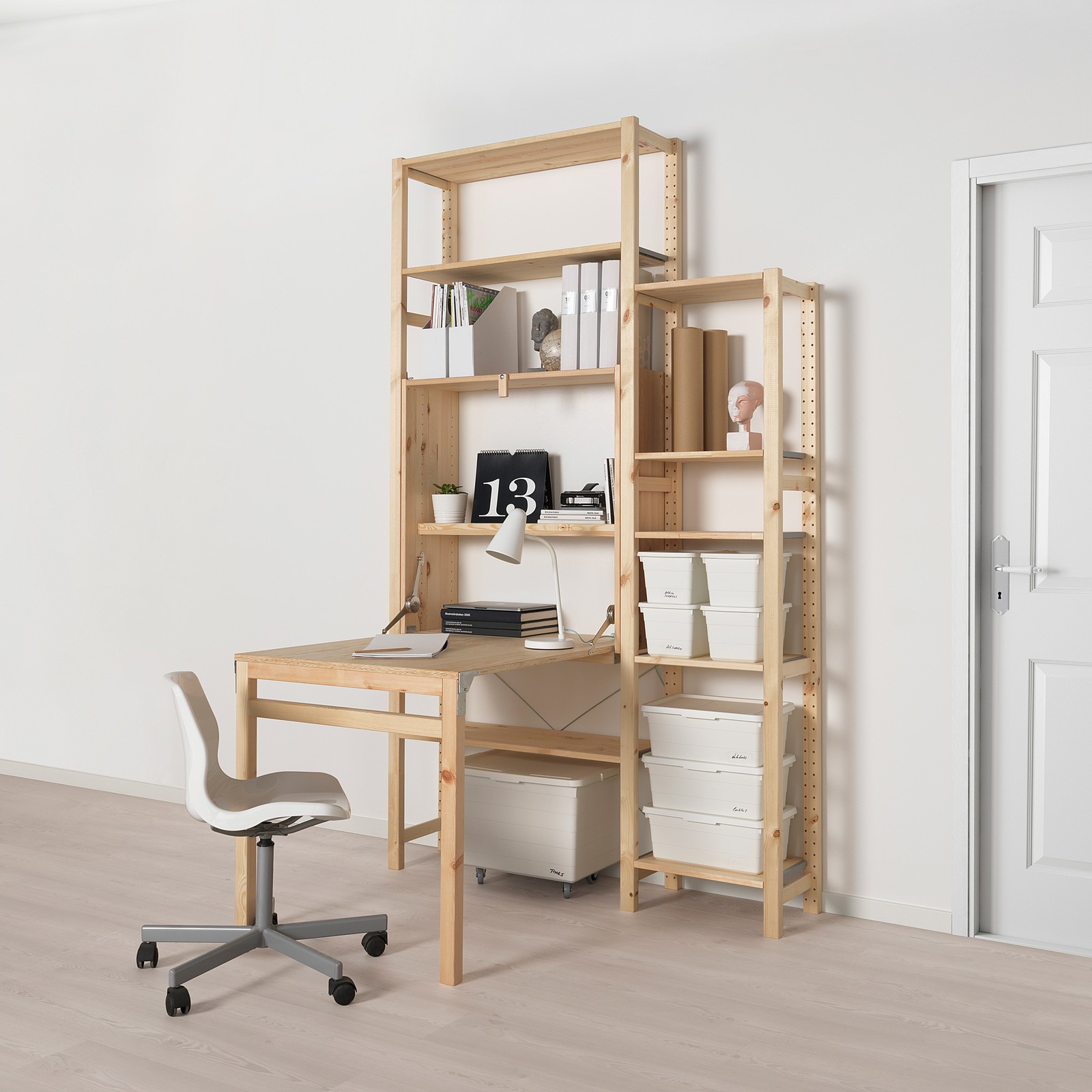 IVAR Storage unit with foldable table, pine IKEA