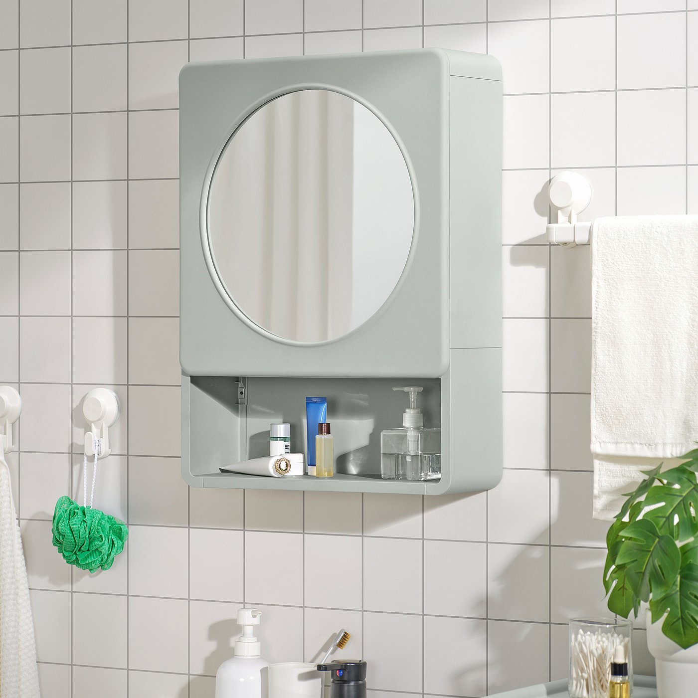 Mirror cabinet with 1 door, green 3