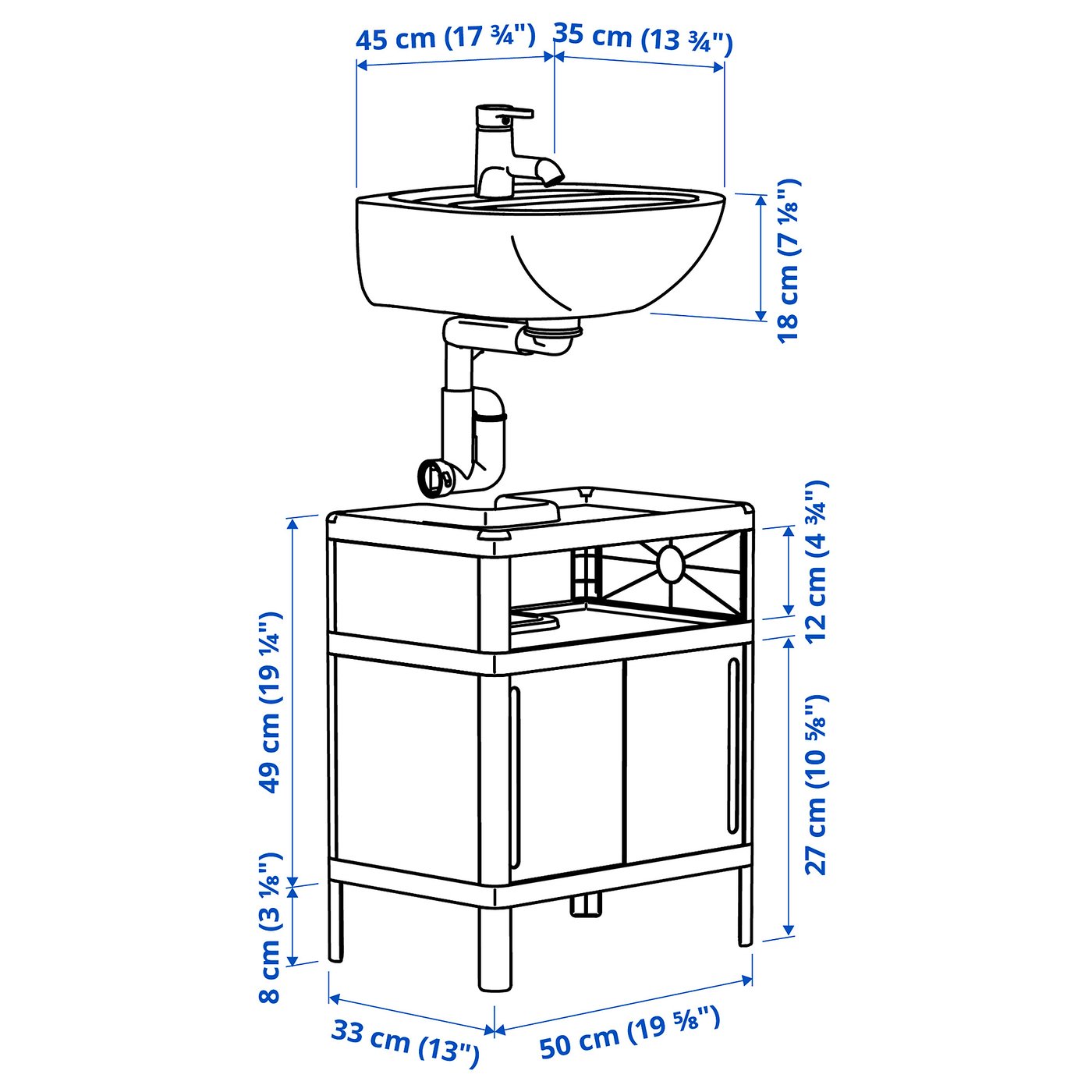 IKEA
収納/タンス/ワードローブ/置き型クローゼット IVÖSJÖN / SKATSJÖN wash-stnd w slid drs/wash-basin/tap, green, 195