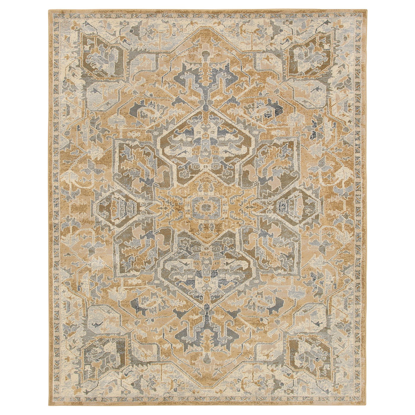 JÄRNVÄG rug, low pile, ornament pattern beige/dark beige, 7'10