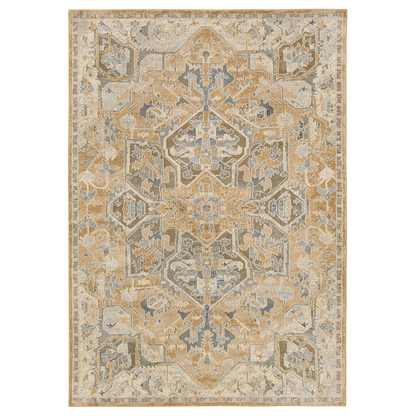 JÄRNVÄG rug, low pile, ornament pattern beige/dark beige, 5'3