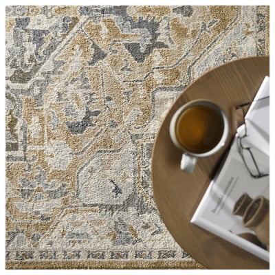 JÄRNVÄG Rug, low pile, ornament pattern beige/dark beige, 5 ' 3 "x7 ' 7 "