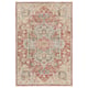 JÄRNVÄG rug, beige and red, rectangular, intricate pattern, plush material.