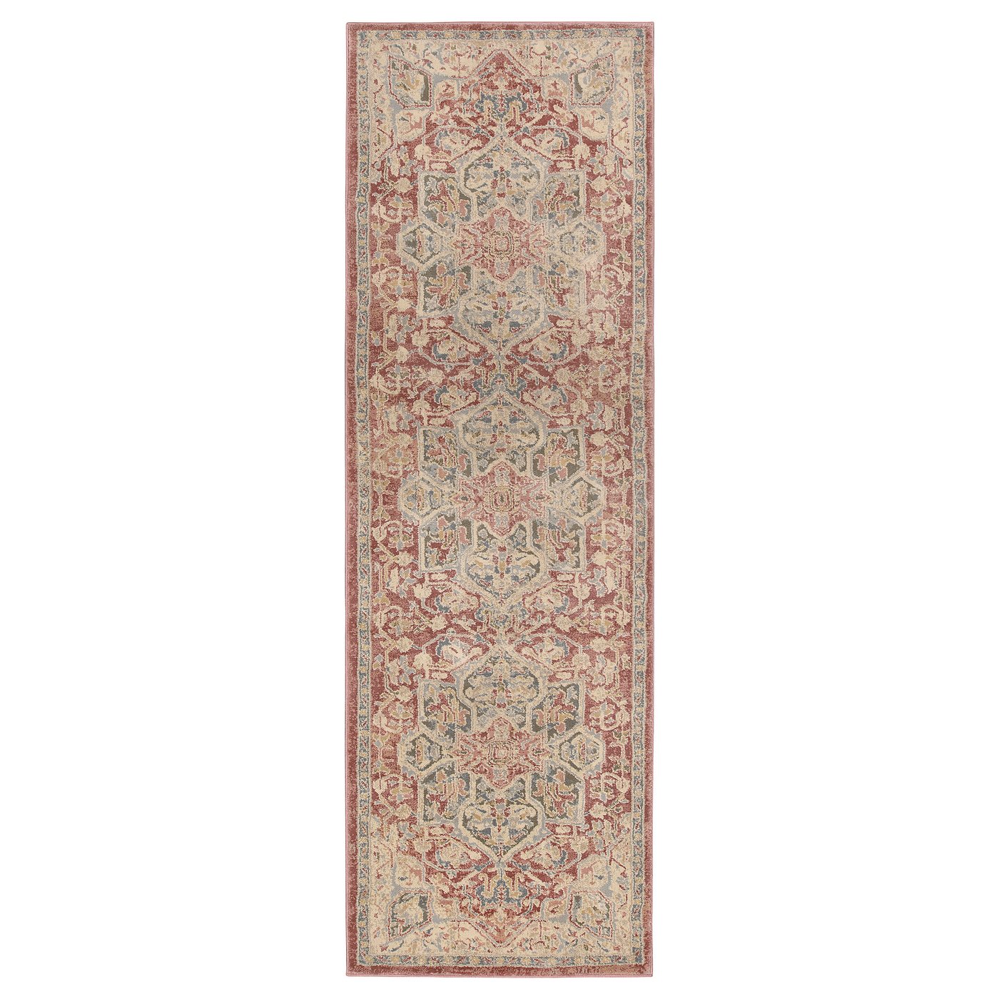 JÄRNVÄG rug, low pile, ornament pattern pink/beige, 2'7