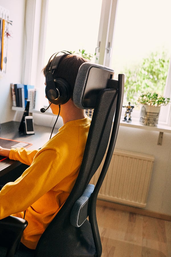 JÄRVFJÄLLET Office chair with armrests, Gunnared blue/black