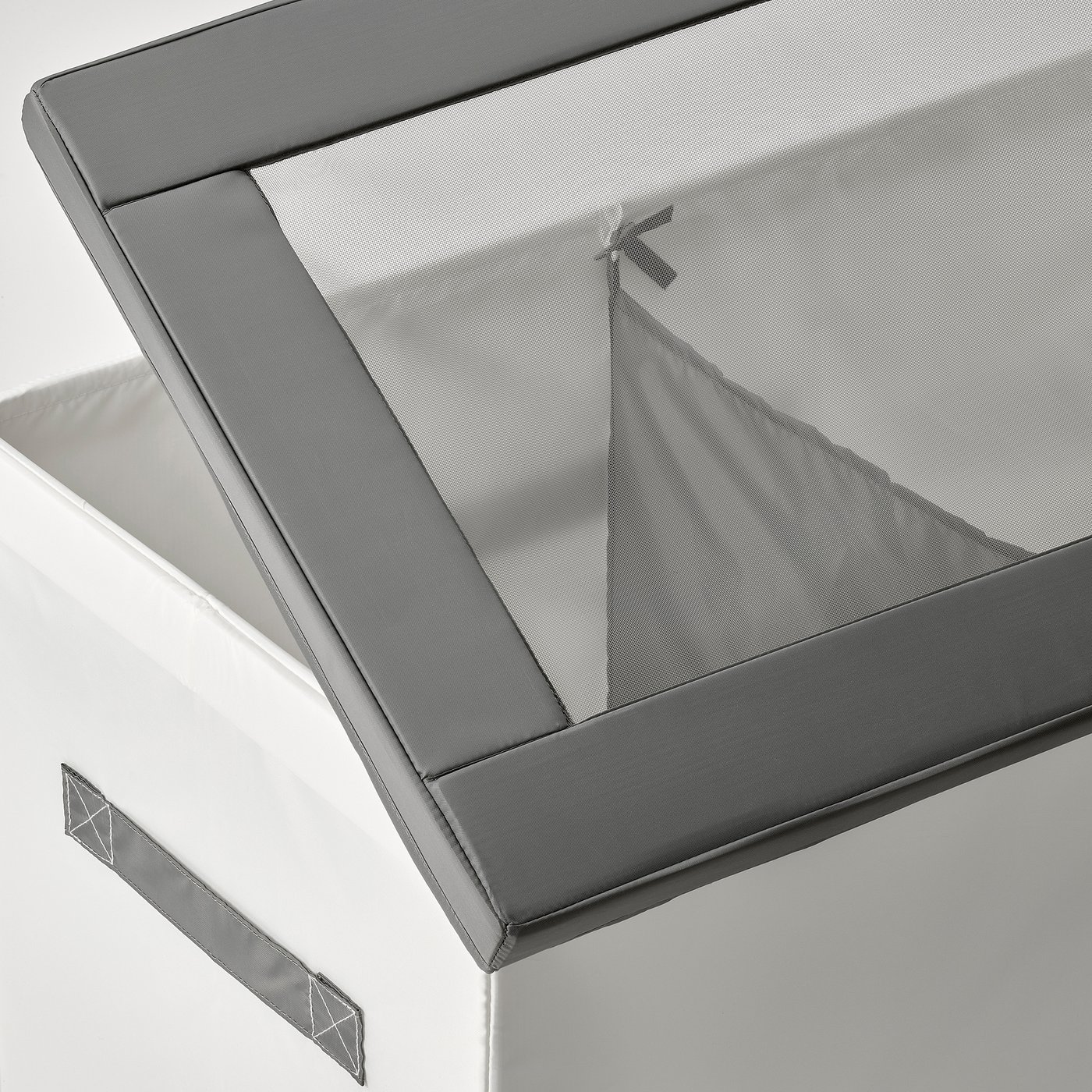 JÄTTEBJÖRN box with lid, white/gray, 32x17 ¾x17 ¼