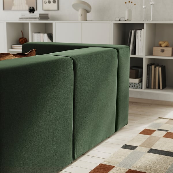 JÄTTEBO 2.5-seat mod sofa w chaise, left/Johanneshov dark green