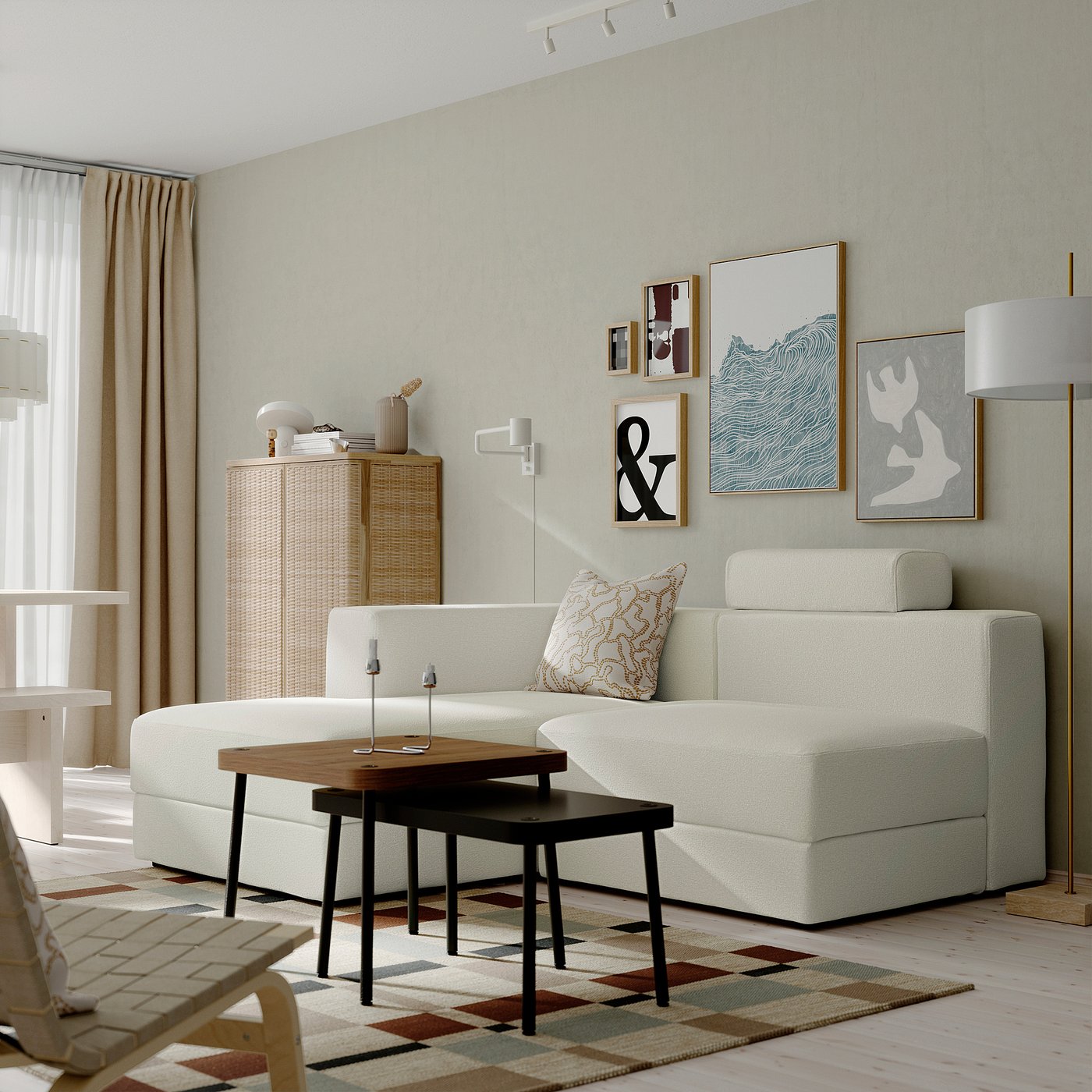 JÄTTEBO 2.5-seat mod sofa w chaise, left with headrest/Axvall off