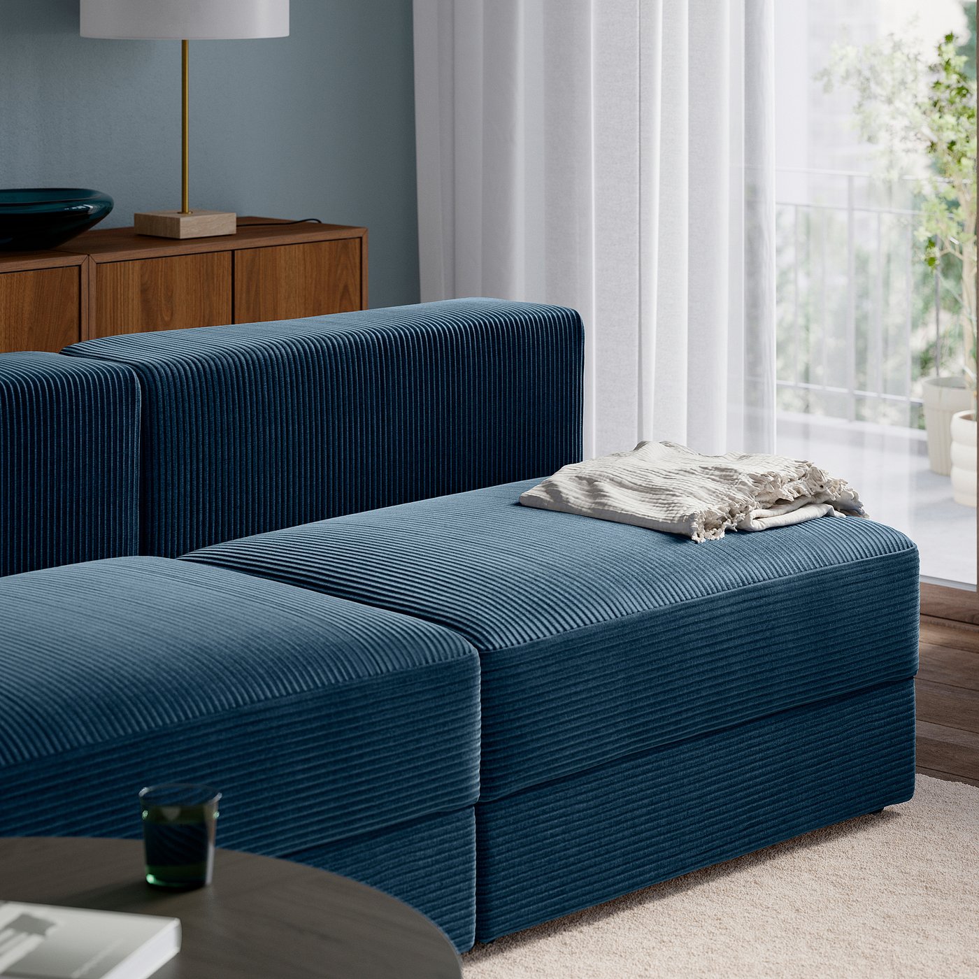 JÄTTEBO 2.5-seat mod sofa w chaise, left with headrest/Samsala