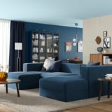 JÄTTEBO 3.5-seat mod sofa w chaise, armrests Samsala/dark blue