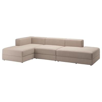 JÄTTEBO 3.5-seat mod sofa w chaise, Samsala gray-beige