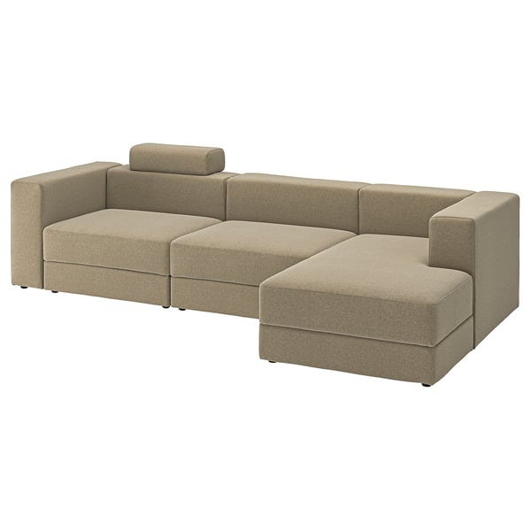JÄTTEBO 4-seat mod sofa w chaise, right with headrest/Johanneshov brown-beige
