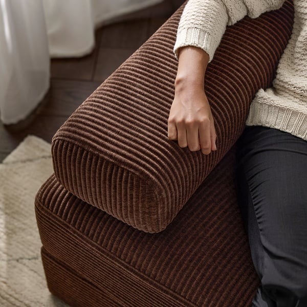 JÄTTEBO 4-seat mod sofa w chaise, right with headrest/Samsala dark brown