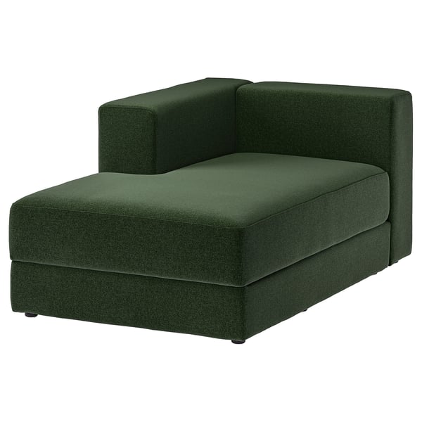 JÄTTEBO Chaise module, left, with armrest/Johanneshov dark green