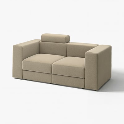 JÄTTEBO tan modular sofa, modern design with deep seats & storage, upholstered in soft fabric.