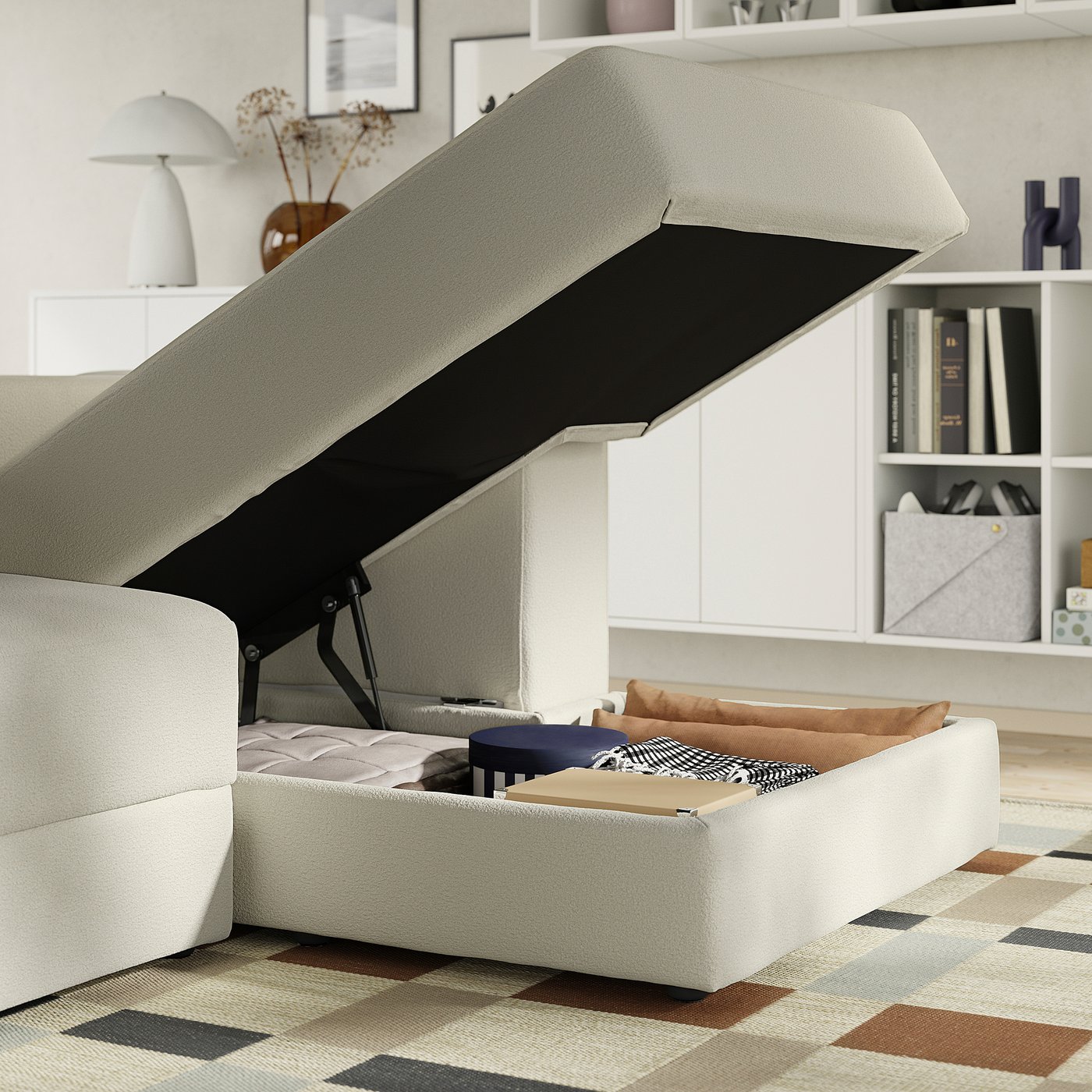 Sectional, 6-seat, with chaise, right with headrests/Axvall off-white 3