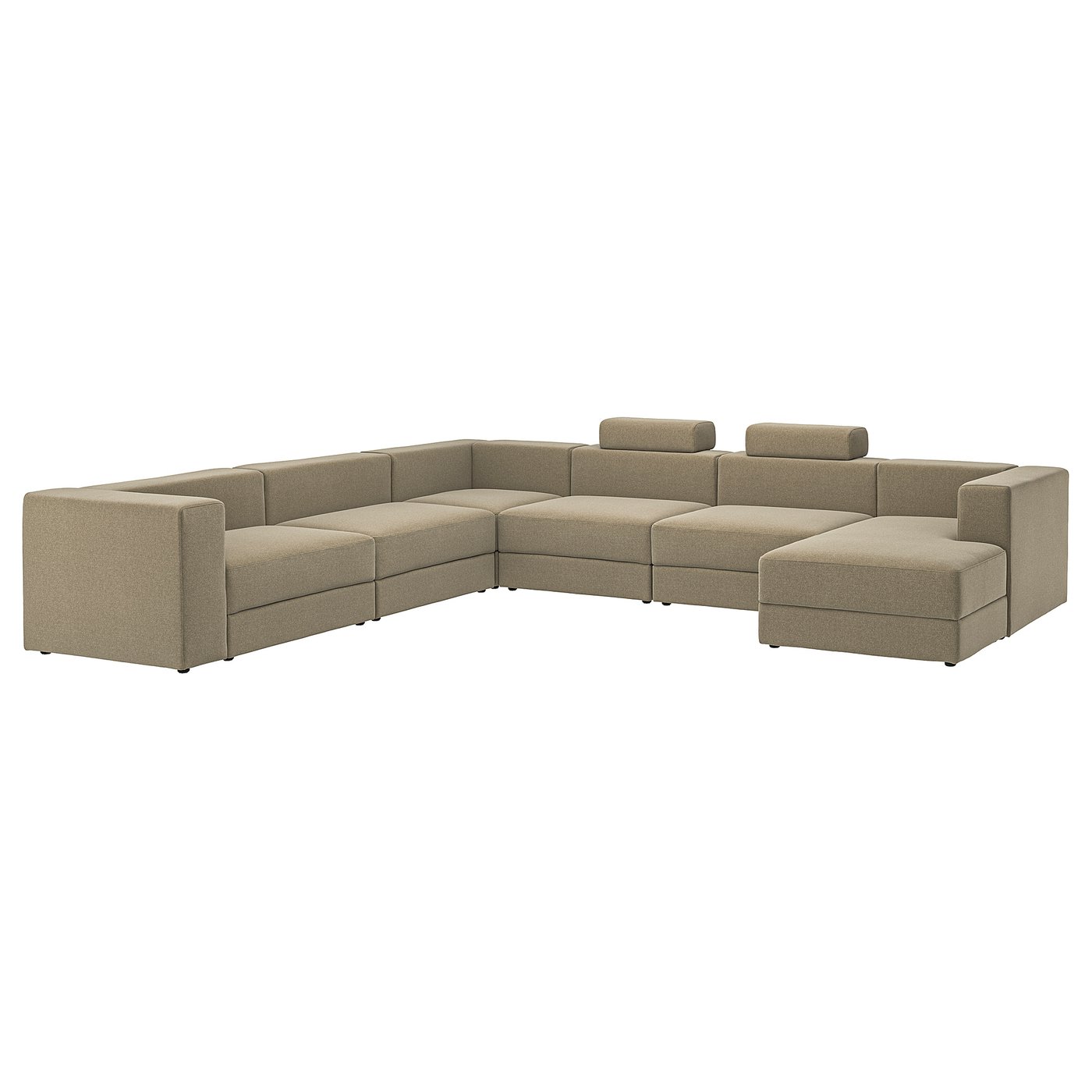 Sectional, 6-Seat, With Chaise, Right With Headrests/Johanneshov Brown-Beige