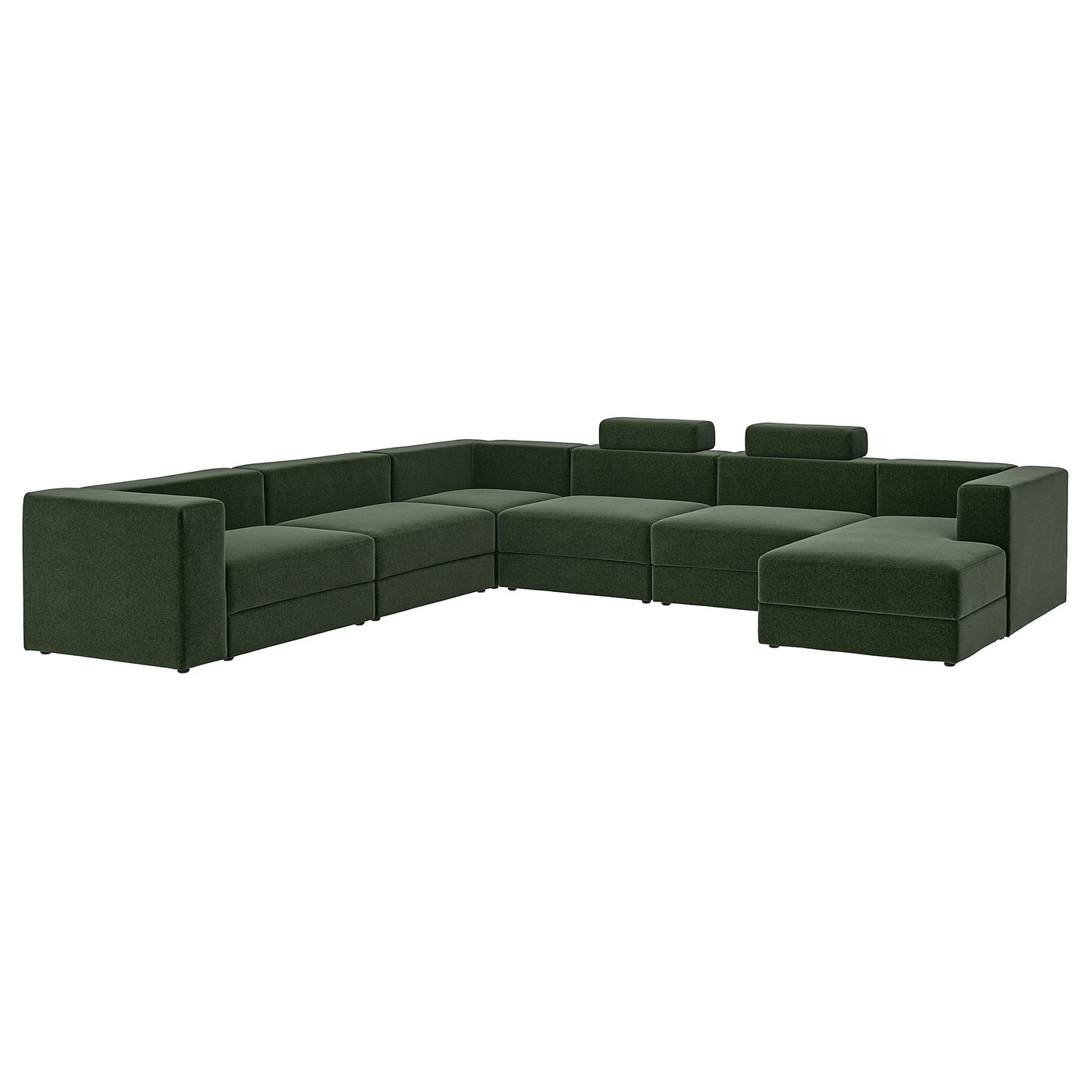 Sectional, 6-Seat, With Chaise, Right With Headrests/Johanneshov Dark Green