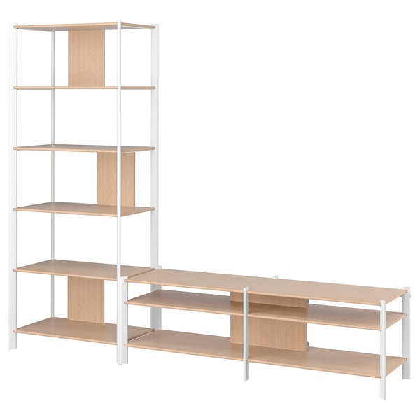 JÄTTESTA TV storage combination, white/light bamboo, 94 1/2x15 3/4x76 3/4 "