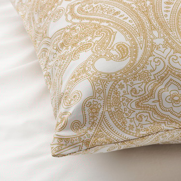 JÄTTEVALLMO pillowcase, yellow/white, Queen IKEA