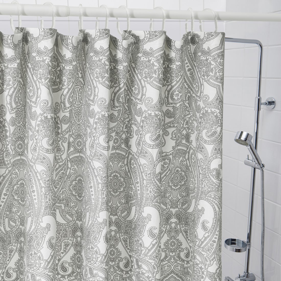 JÄTTEVALLMO Shower curtain, light gray, 71x71" IKEA