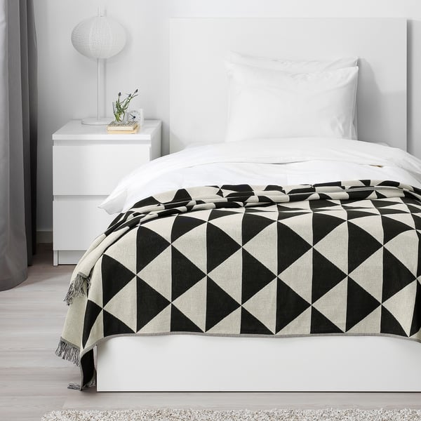 JOHANNE Throw black/white black/natural IKEA
