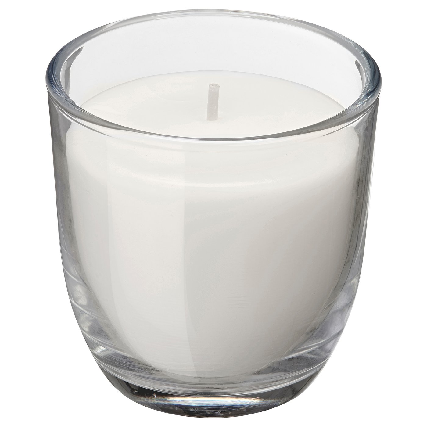 JUBLA Unscented candle in glass, white, 3" - IKEA