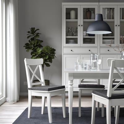 LOBERGET / MALSKÄR Swivel chair + pad, white/dark gray - IKEA