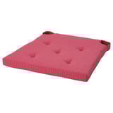 JUSTINA Chair pad, red gray/stripe pattern, 17/14x16x2 "