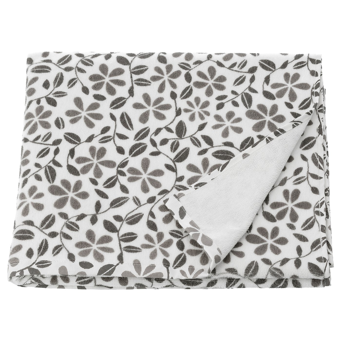 JUVELBLOMMA Bath towel, white, gray, 28x55" IKEA