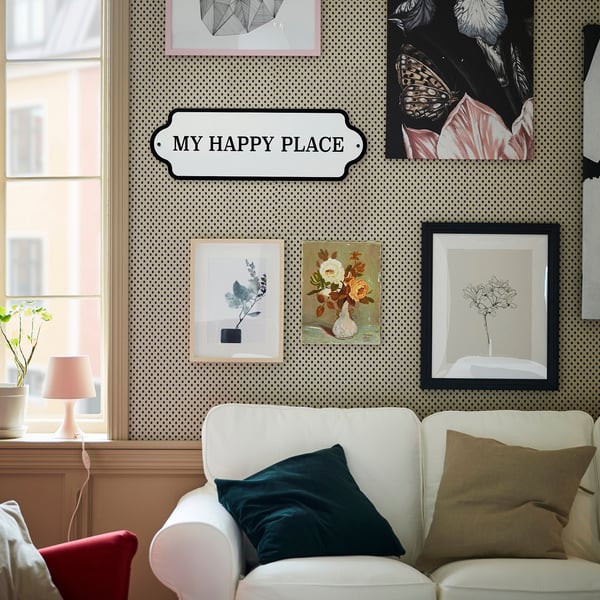KÄNGSLEBODA Wall decoration, my happy place, 11 ¾x4 "