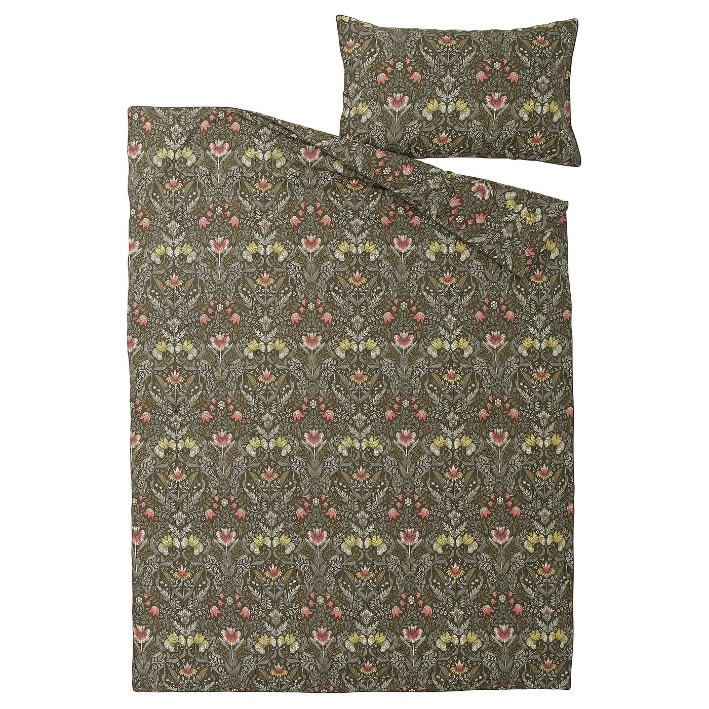 KARRDUNORT duvet cover and pillowcase s dark green multicolor Twin IKEA
