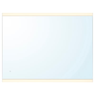 KÄRRSJÖN mirror: modern, rectangular, sleek, fog-free, led lit, wall-mounted.