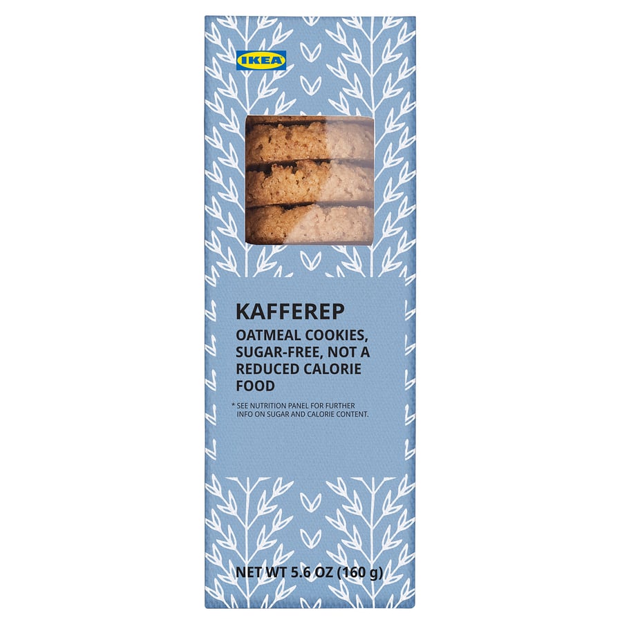 Box of IKEA KAFFEREP sugar-free oatmeal cookies, 5. 6 oz.