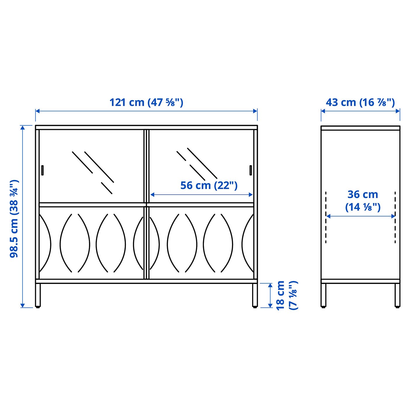 KALKNÄS cabinet with sliding doors, white, 475/8x167/8x385/8 KALKNÄS cabinet with sliding doors, white, 475/8x167/8x385/8