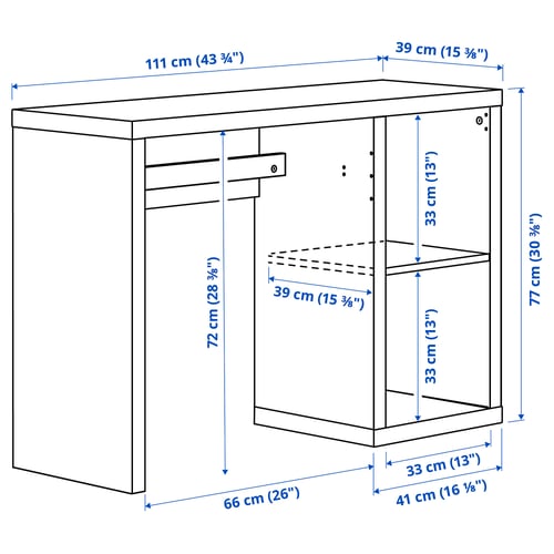 Illustration with measurements for the product: KALLAX.