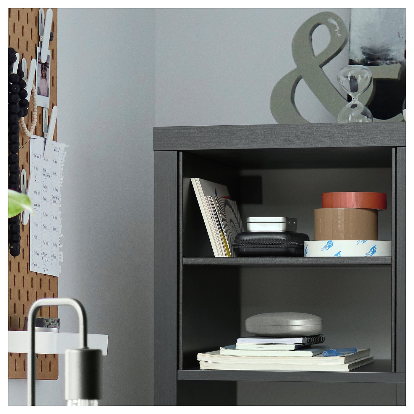 KALLAX insert with 1 shelf, black-brown, 13x13