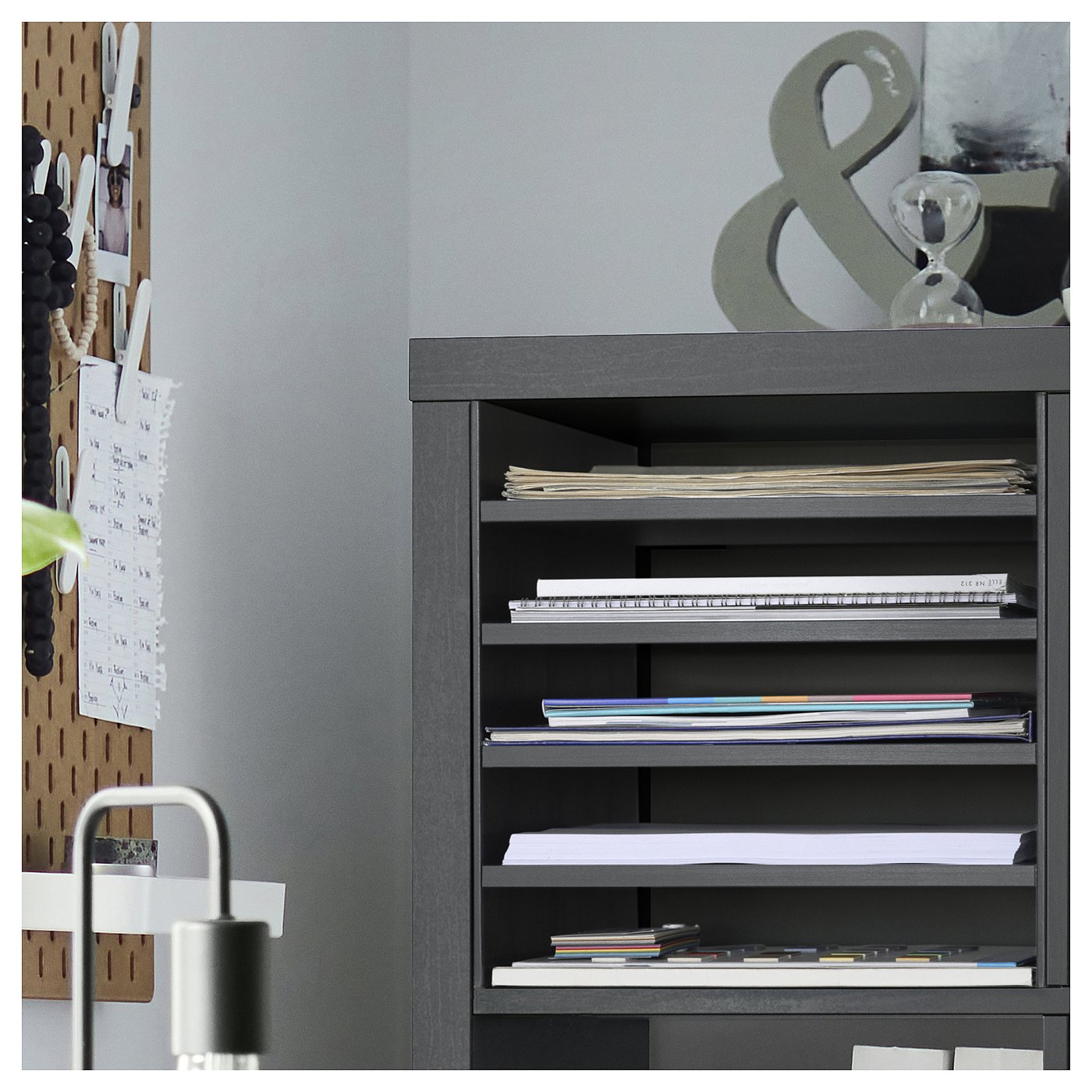 KALLAX insert with 4 shelves, black-brown, 13x13