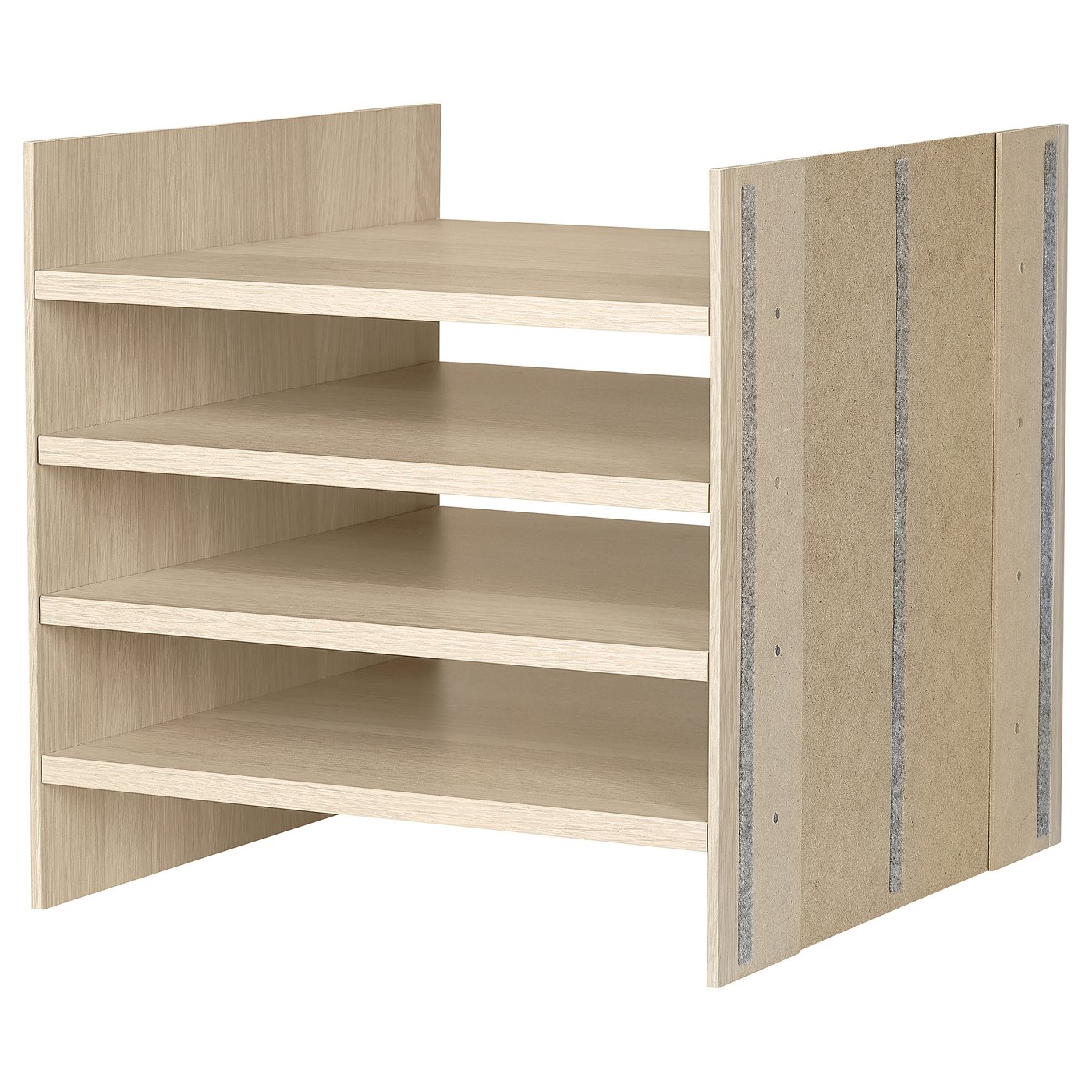 KALLAX insert with 4 shelves, white stained/oak effect, 13x13