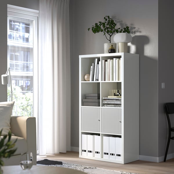KALLAX Insert with door, groove milled/gray, 13x13 "