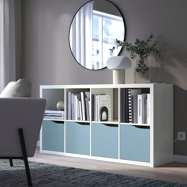 KALLAX Insert with door, wave shaped/blue, 13x13 "