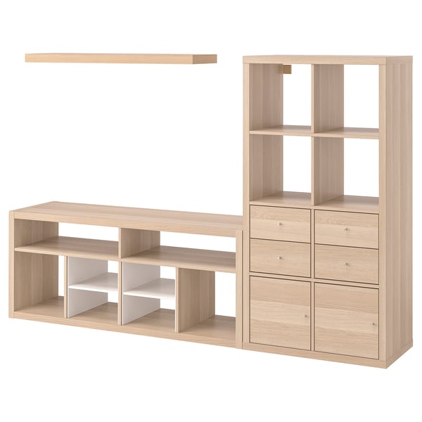 KALLAX / LACK TV storage combination, white stained oak effect, 88 1/4x15 3/8x57 7/8 "