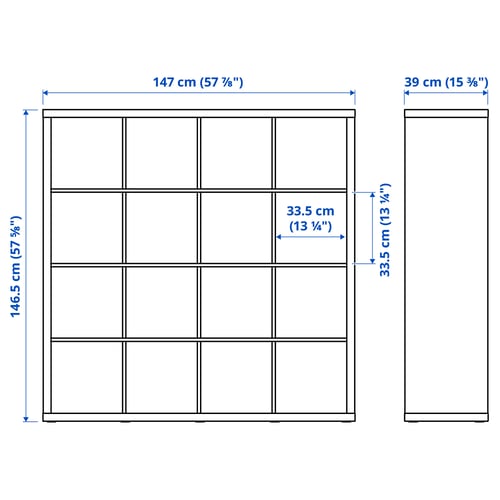 Illustration with measurements for the product: KALLAX.