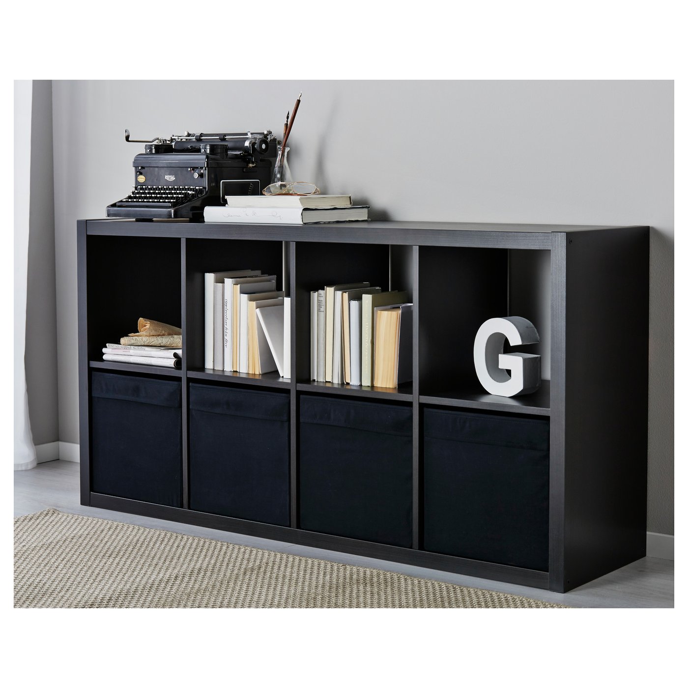 KALLAX Shelf unit, black-brown, 30 3/8x57 7/8