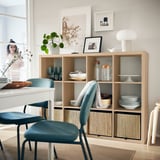 KALLAX Shelf unit, white stained oak effect, 43 7/8x57 5/8 "