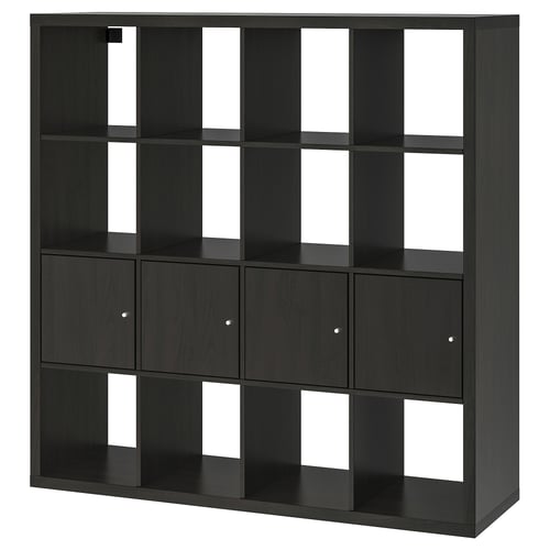 KALLAX shelf unit with 4 inserts, blackbrown, 577/8x577/8" IKEA