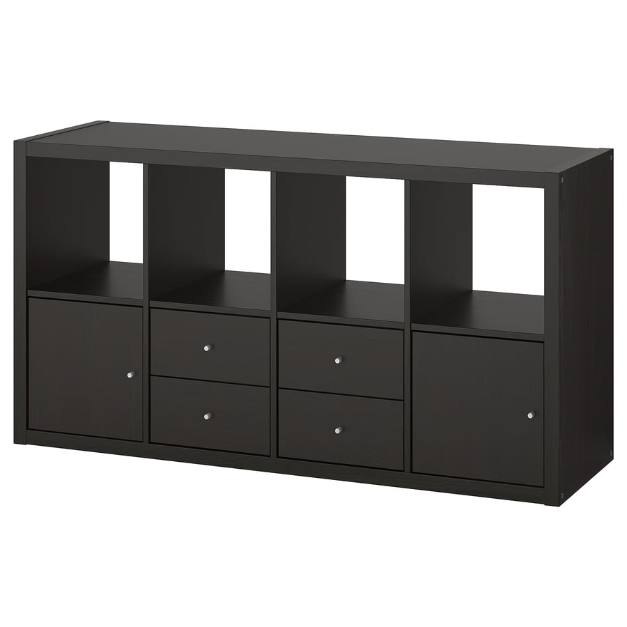 KALLAX shelf unit with 4 inserts, blackbrown, 577/8x303/8" IKEA