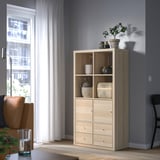 KALLAX Shelf unit with 4 inserts, white stained oak effect, 57 5/8x30 1/8 "