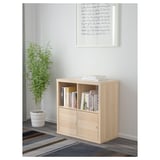 KALLAX Shelf unit with doors, white stained oak effect, 30 1/8x30 1/8 "