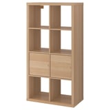 KALLAX Shelf unit with doors, white stained oak effect, 30 1/8x57 5/8 "